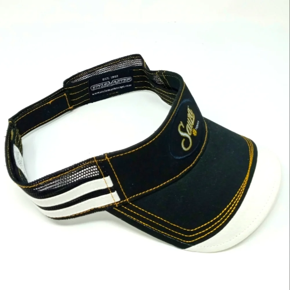 Sauza Tequila Adjustable Sun Visor Black White Embroidered Promo Hat